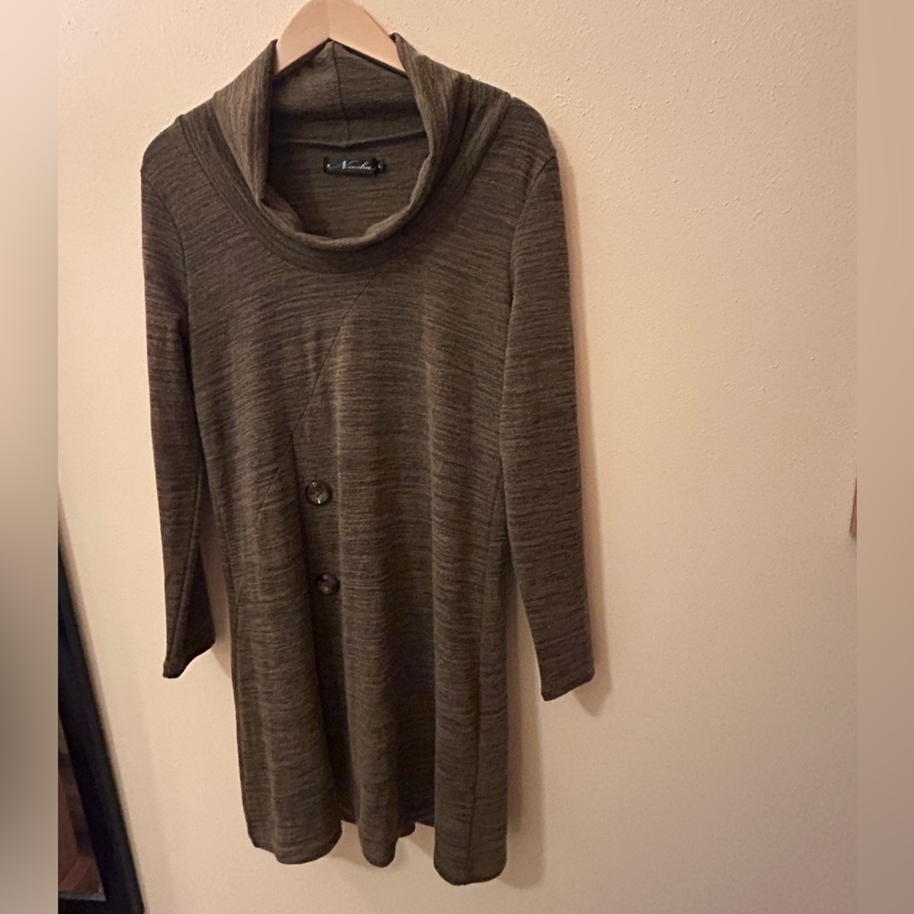 Neesha Cowl Neck Midi Dress or Long Tunic Top - Long Sleeved - Large